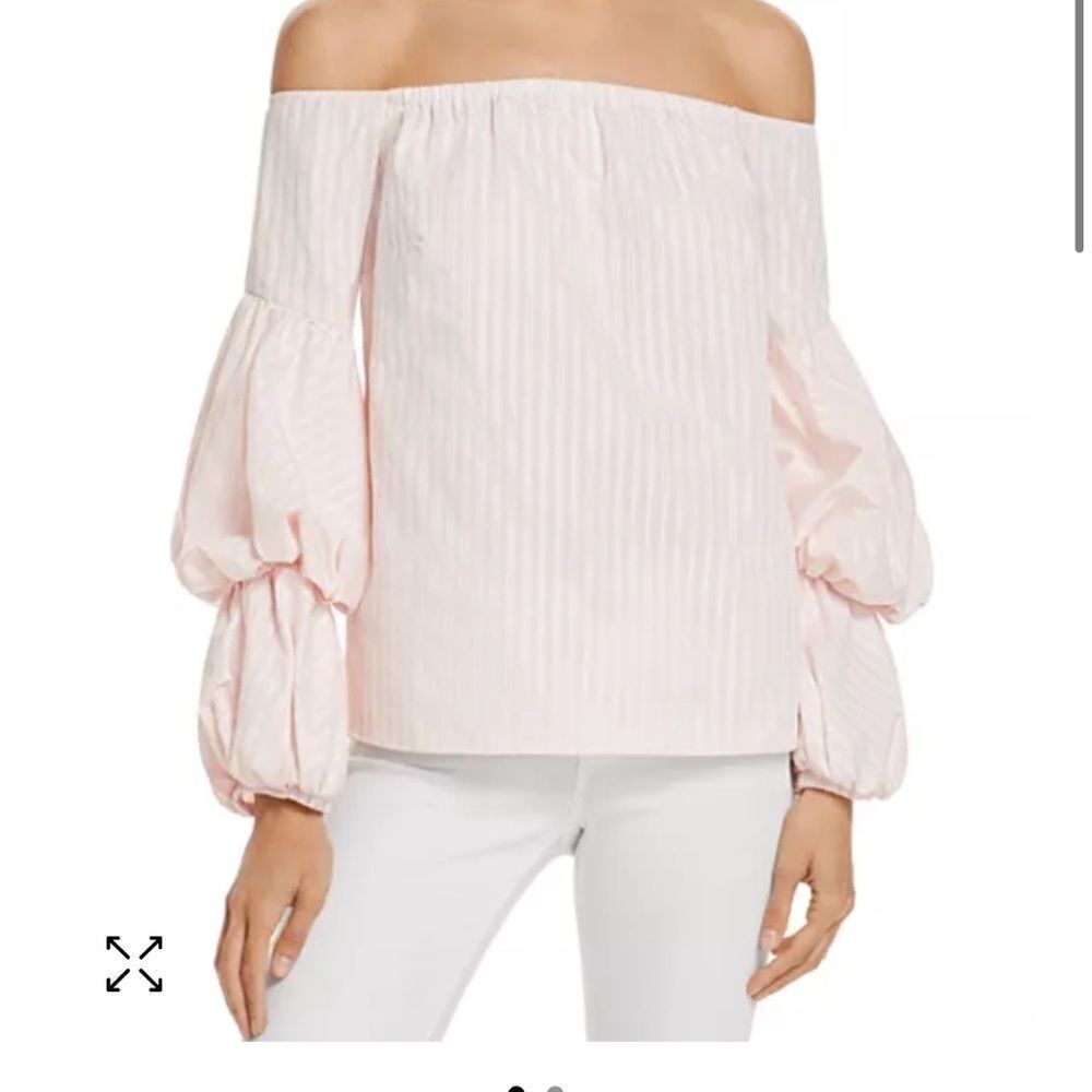 Petersyn Lily Metallic Stripe Off-the-Shoulder Top